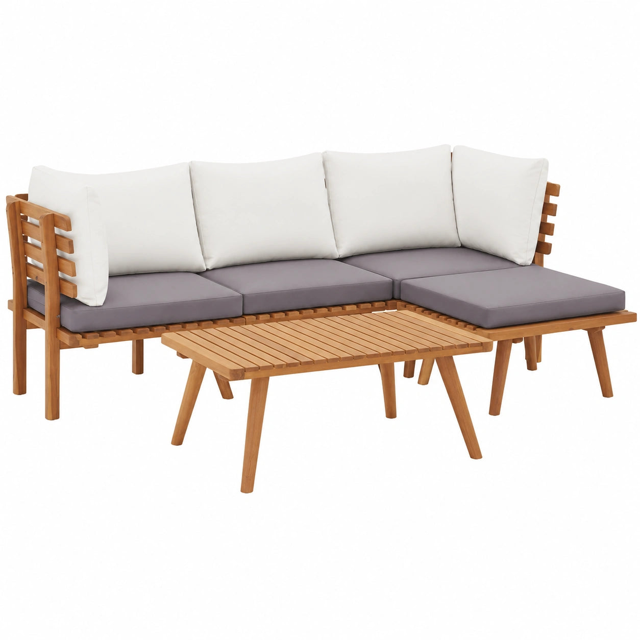 Conjunto de Terraza 5 Piezas: Sofás y Mesa de Acacia Natural