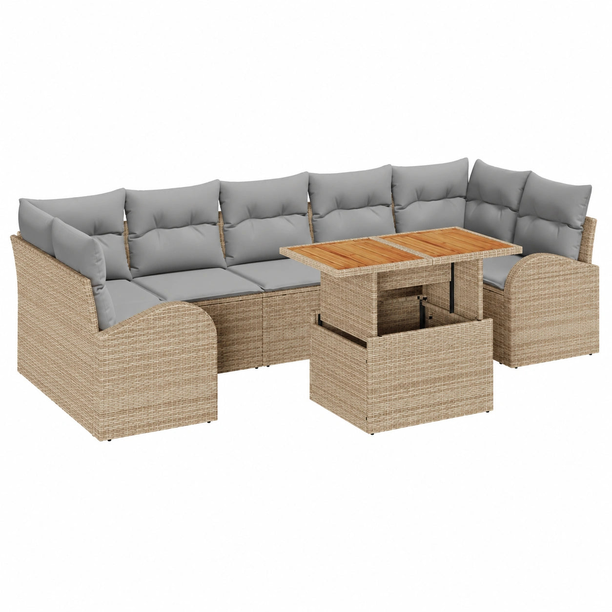Conjunto de Jardín de 8 Piezas en Ratán Sintético Beige con Cojines