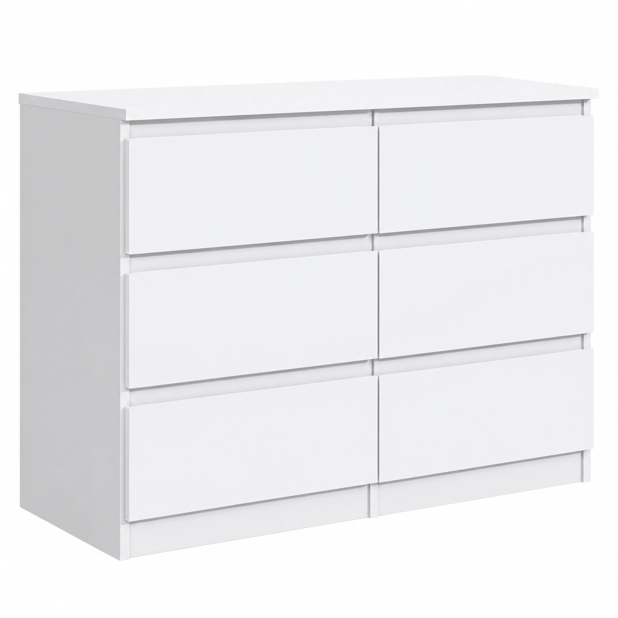 Cómoda Moderna para Dormitorio con 6 Cajones en Blanco Brillante 120x79x39 cm