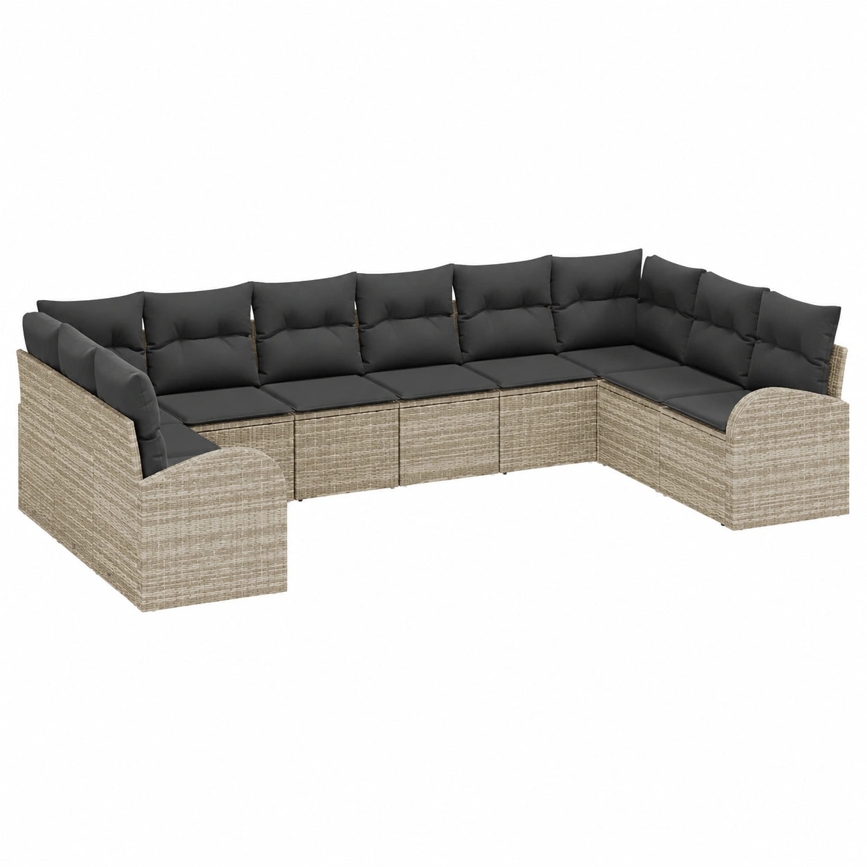 Conjunto de Muebles de Jardín 10 Piezas en Ratán Gris Claro, Modular y Elegante