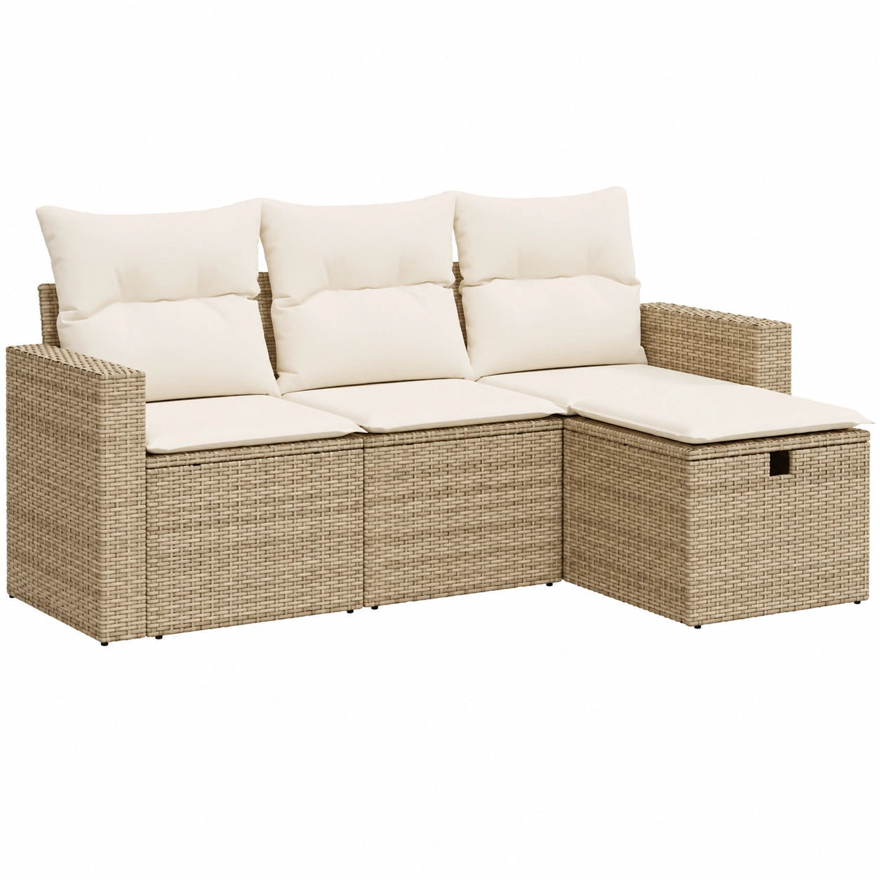 Conjunto de Sofás de Jardín de Ratán Sintético Beige con Cojines - 4 Piezas