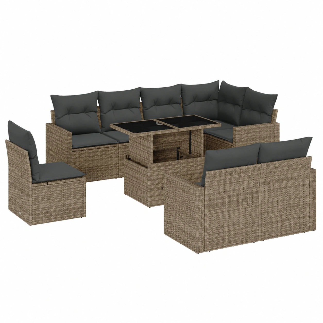 Conjunto Modular de Muebles de Jardín en Gris con Cojines para Balcón y Terraza