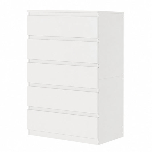 Cómoda Blanca de 5 Cajones para Dormitorio u Oficina, 60x40x121 cm