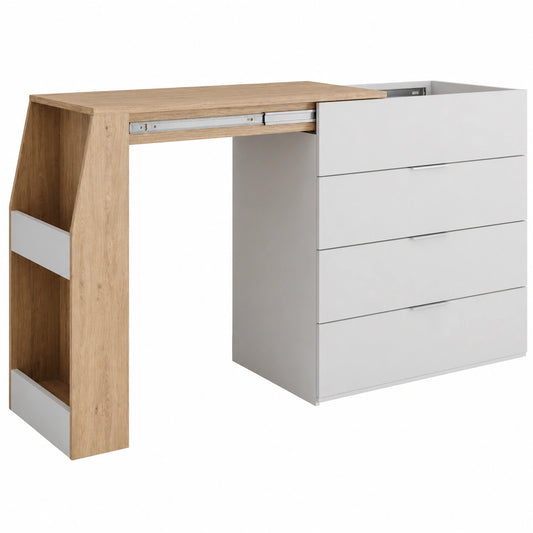 Mesa de Manualidades Vicco Blanca con Almacenamiento y Superficie Extensible