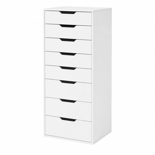 Cómoda Alta con 9 Cajones en Blanco Moderno para Dormitorio y Salón, 45x40x124.5cm