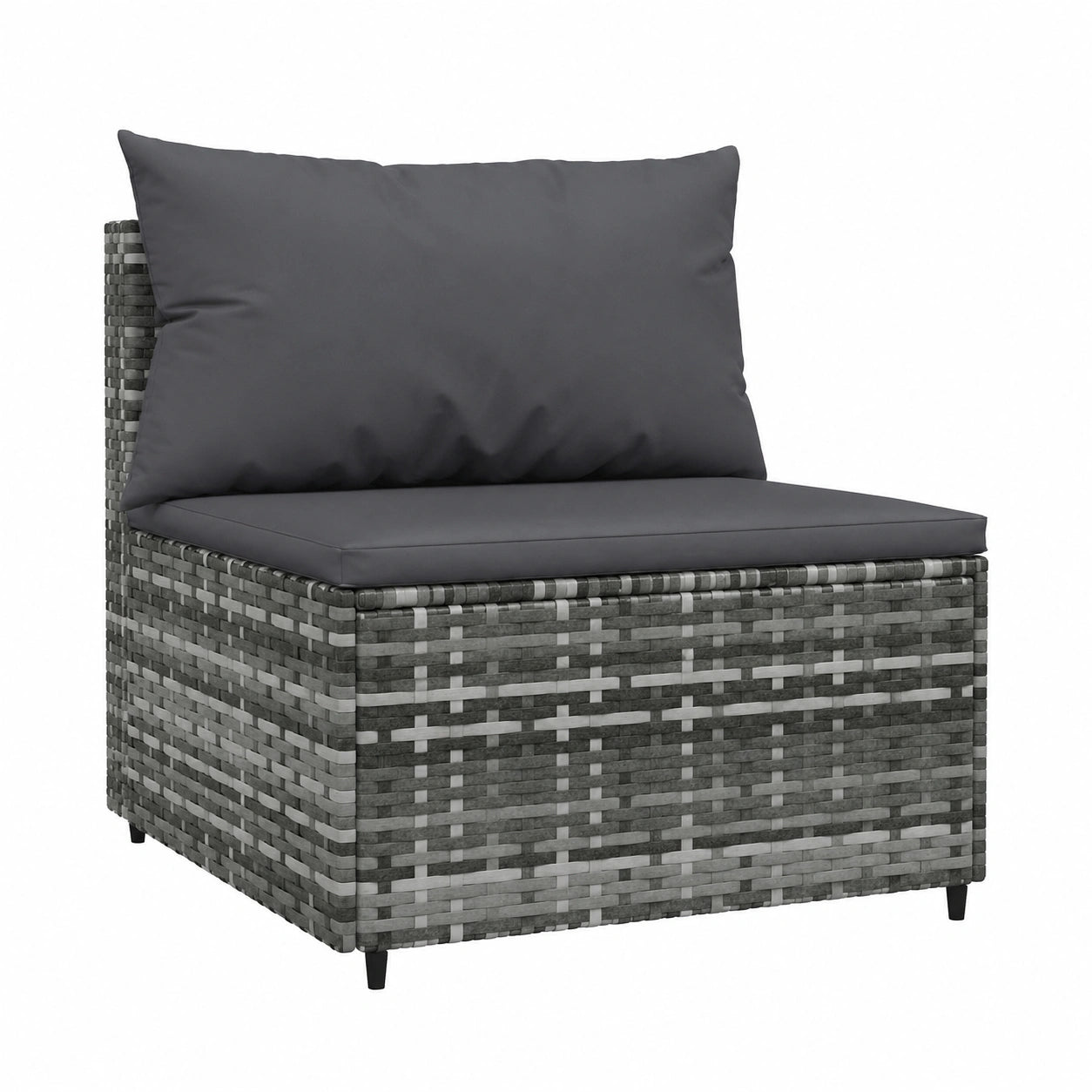 Sofá Central de Jardín en Ratán Sintético Gris con Cojines