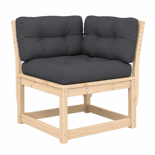 Sofá Esquinero Jardín con Cojines, Madera Pino, Modular, Exterior