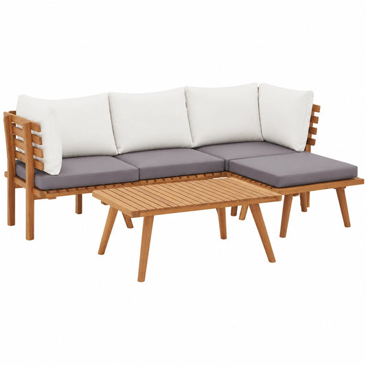 Conjunto de Terraza 5 Piezas: Sofás y Mesa de Acacia Natural