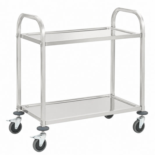 Carrito de Cocina de Acero Inoxidable con Ruedas, 95x45x83,5 cm, para Catering y Hogar