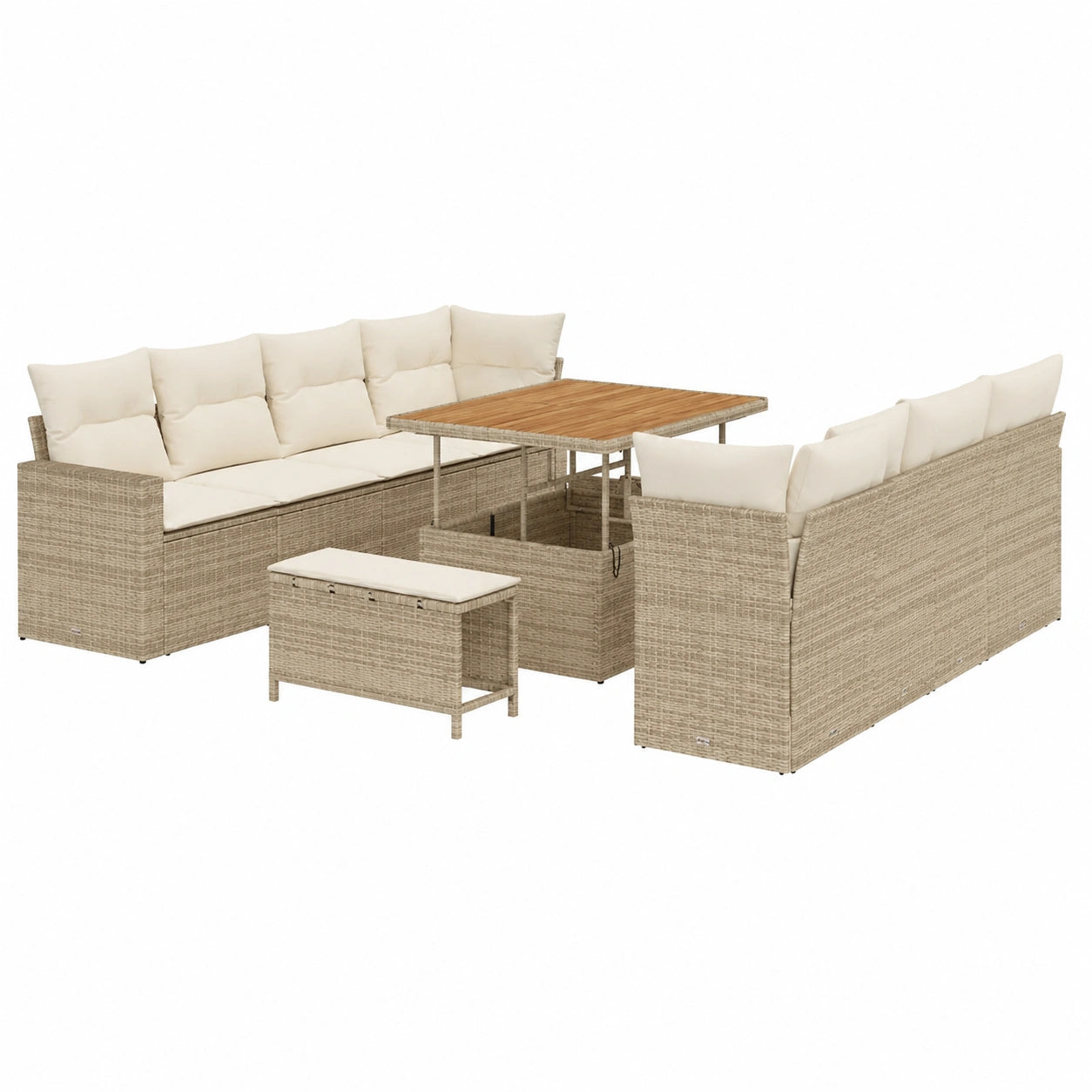 Conjunto Modular de Sofás para Jardín con Cojines Desmontables Beige y Crema
