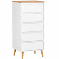 Cajonera Alta Blanca de 5 Cajones, 50x40x115 cm