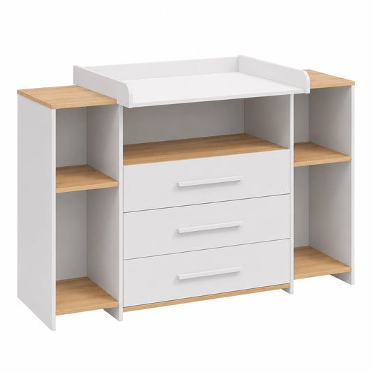 Cambiador Livinity Torino de Roble Blanco con Cajones Dorados