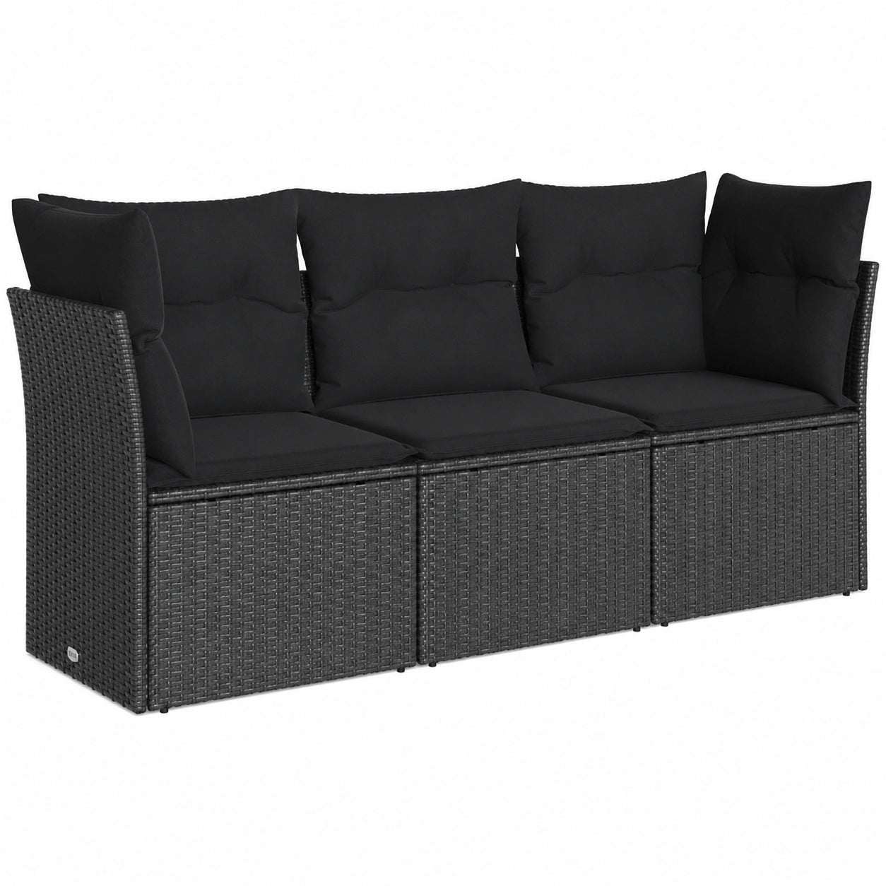 Conjunto de Sofás de Jardín con Cojines 3 Piezas Ratán Sintético Negro vidaXL