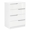 Cajonera Moderna de 4 Cajones con Sistema Anti-vuelco para Dormitorio y Salón, 60x40x85 cm, Blanca