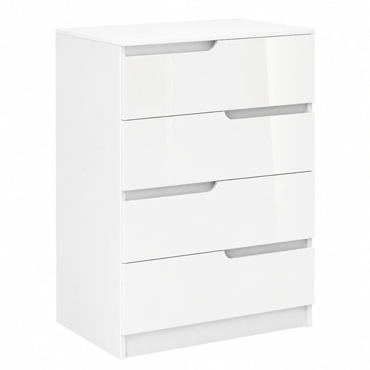 Cajonera Moderna de 4 Cajones con Sistema Anti-vuelco para Dormitorio y Salón, 60x40x85 cm, Blanca