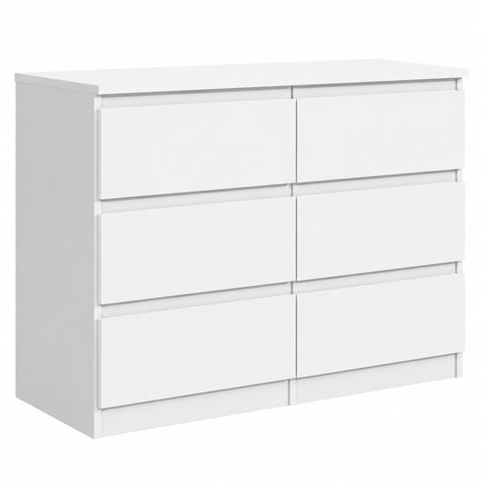 Cómoda Moderna para Dormitorio con 6 Cajones en Blanco Brillante 120x79x39 cm