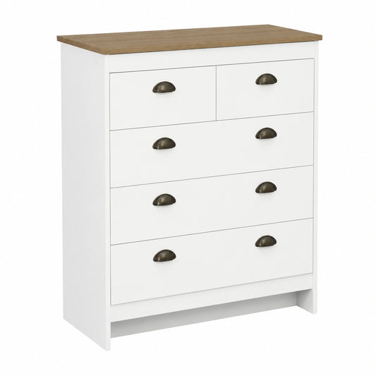 Cajonera de 6 Cajones 80 cm Blanca con Bandeja de Madera - Modelo ISIS