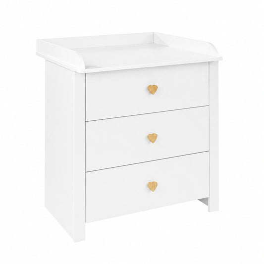 Cómoda para Bebé Blanca con Cambiador Desmontable y Cajones Silenciosos de MDF