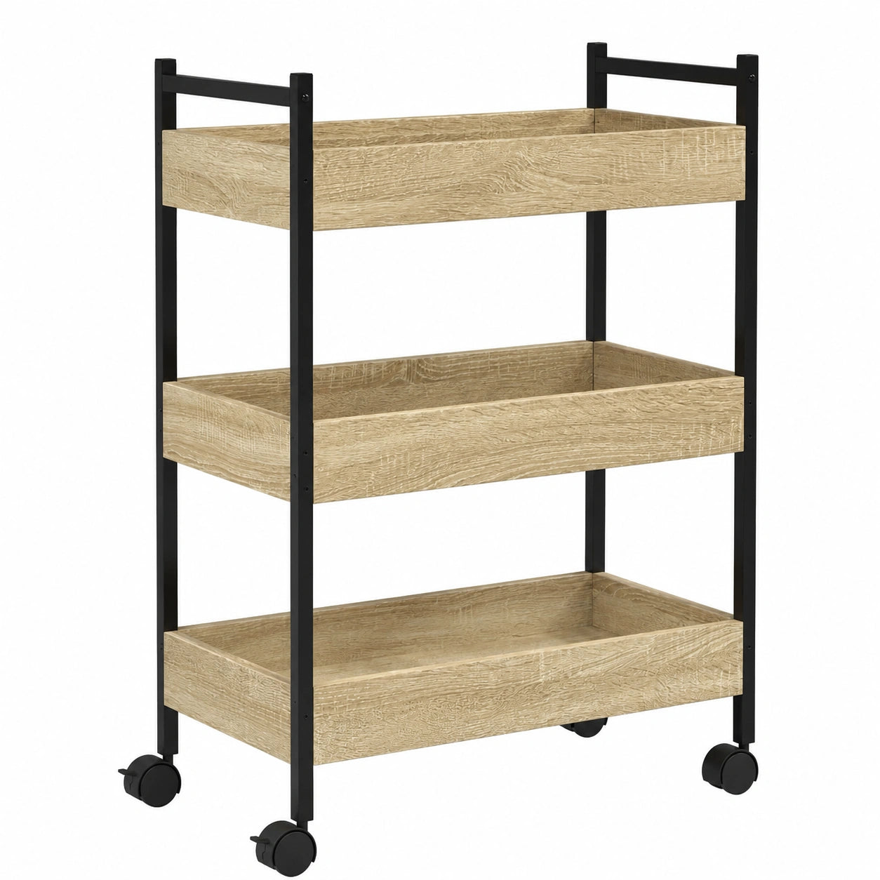 Carrito de Cocina de Madera Compuesta con Estantes, Roble Sonoma, 50x30x70 cm