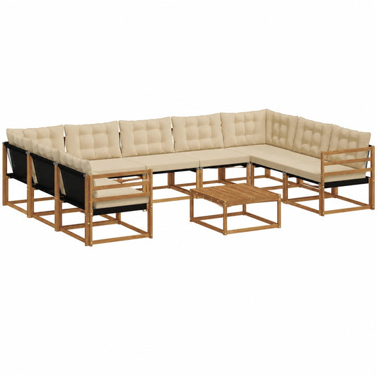 Conjunto de Sofás de Jardín Modular 10 piezas con Cojines Beige