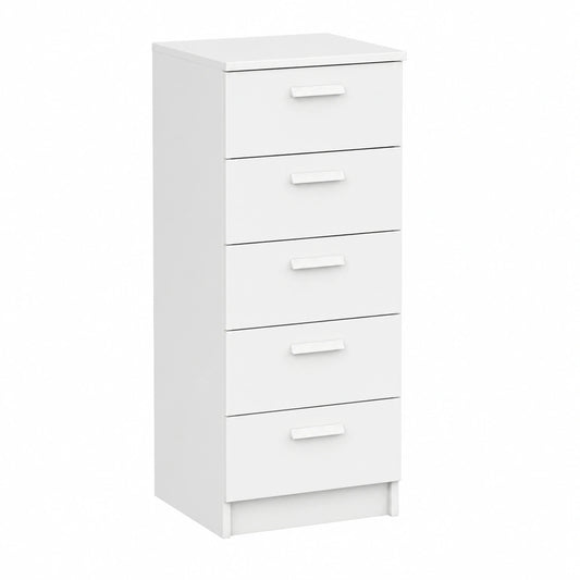 Cómoda Alta de 6 Cajones para Dormitorio, 110x40x40 cm, Color Blanco Nova