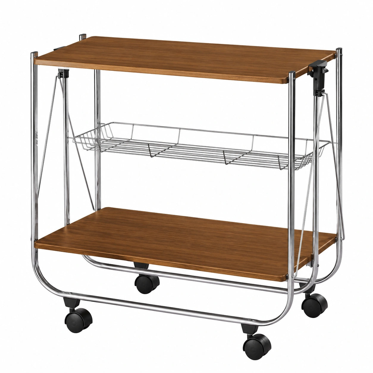 Carrito de Servicio Plegable Dinett Nogal de Wenko - MDF, Marrón, 68x70x40.6 cm