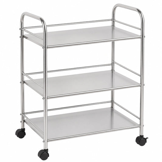 Carro de cocina de acero inoxidable de 3 niveles con ruedas bloqueables para hoteles y hogares