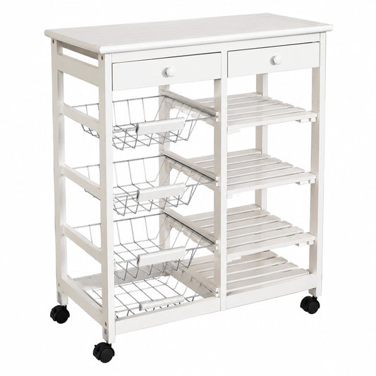 Carro de Cocina con Ruedas, Organizador Multinivel Blanco